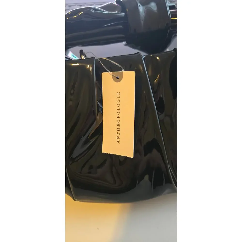 Anthropologie 2023 Black Patent Bow Purse NWT